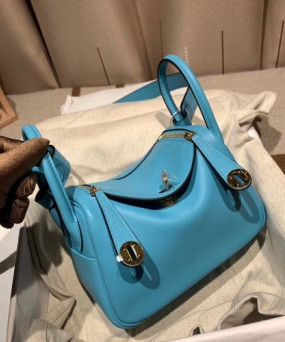 에르메스 미니 린디백19 노드블루 금장